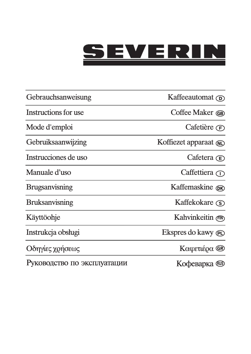 Page 1 of the manual User Manual Severin KA 4054
