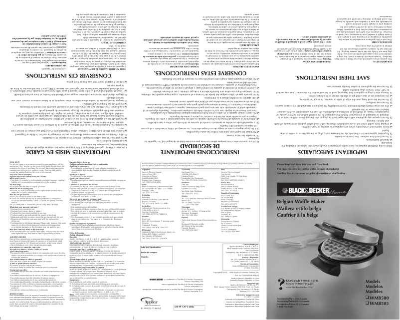 Page 1 of the manual User Manual Black & Decker WMB500