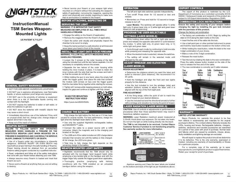 Page 1 of the manual User Manual NightStick TSM-13W