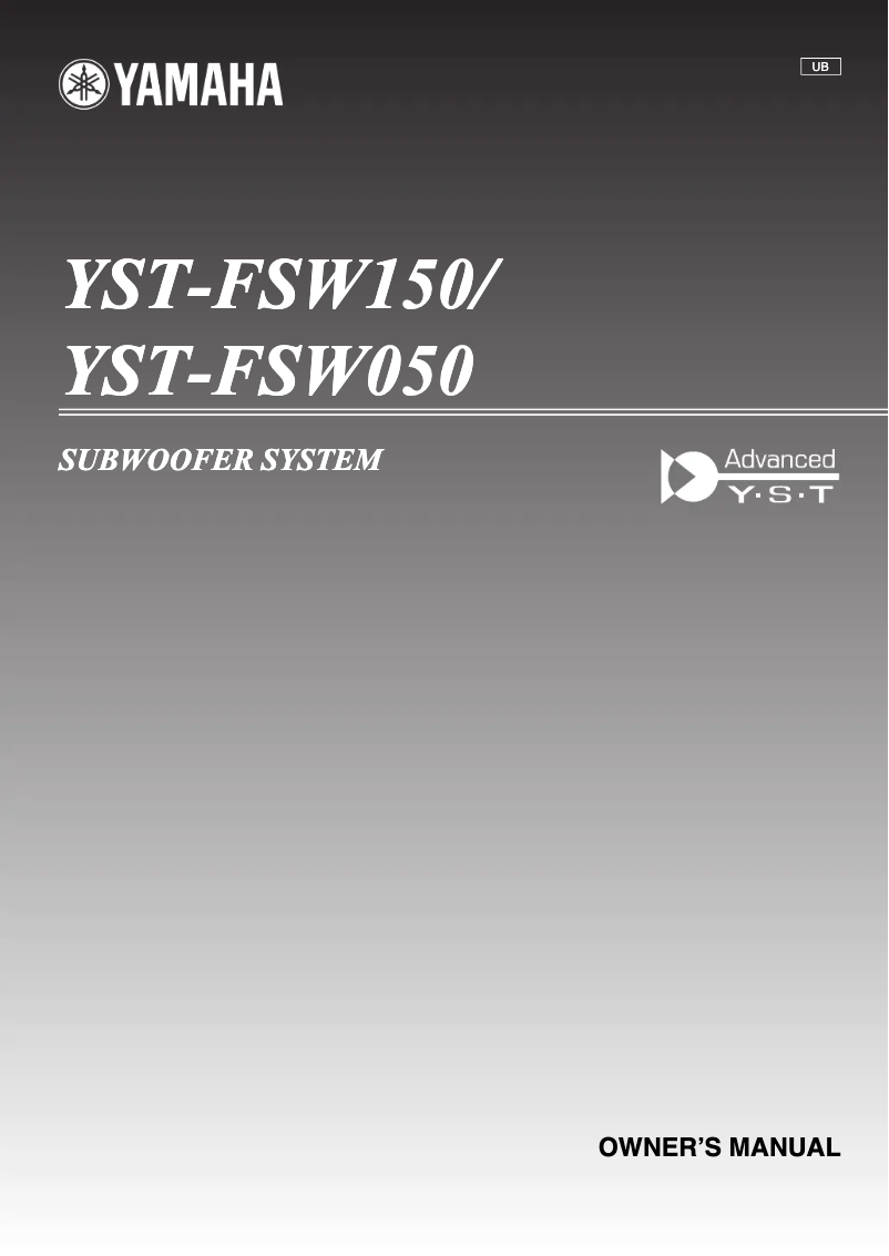 Page 1 of the manual User Manual Yamaha YST-FSW 150B