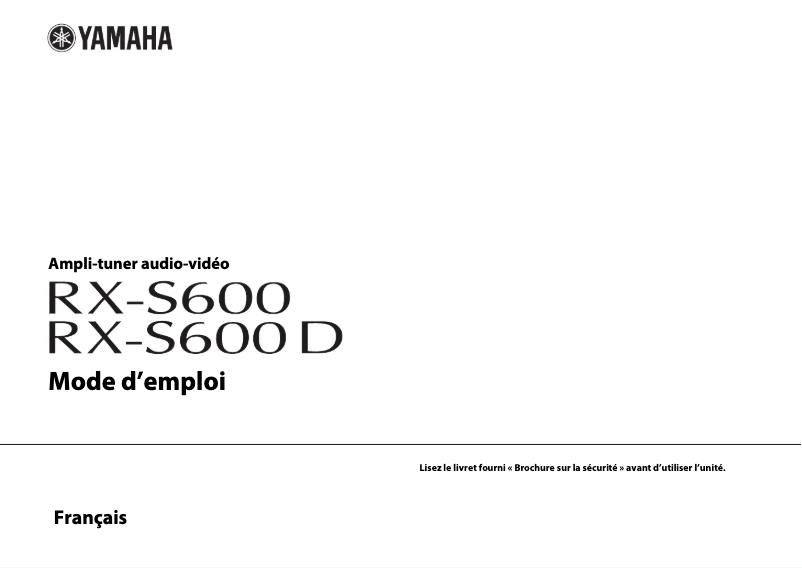 First page image of the manual for RX-S600D