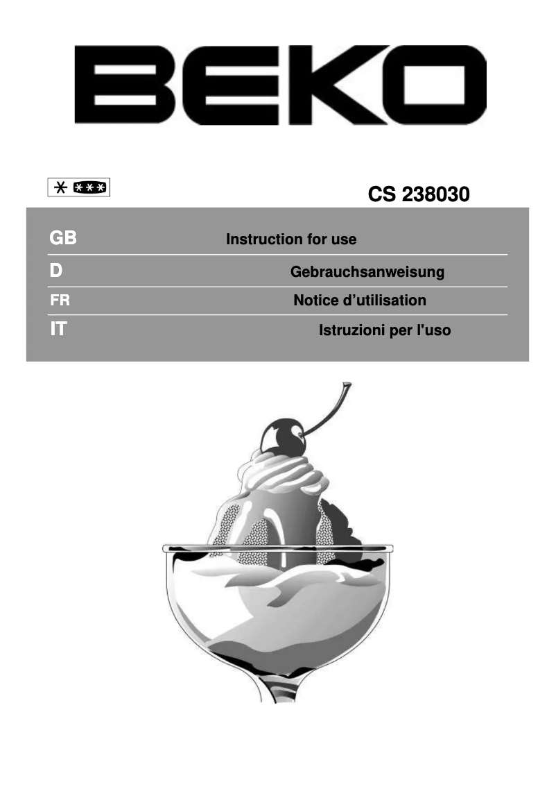 First page image of the manual for CS 238030 X