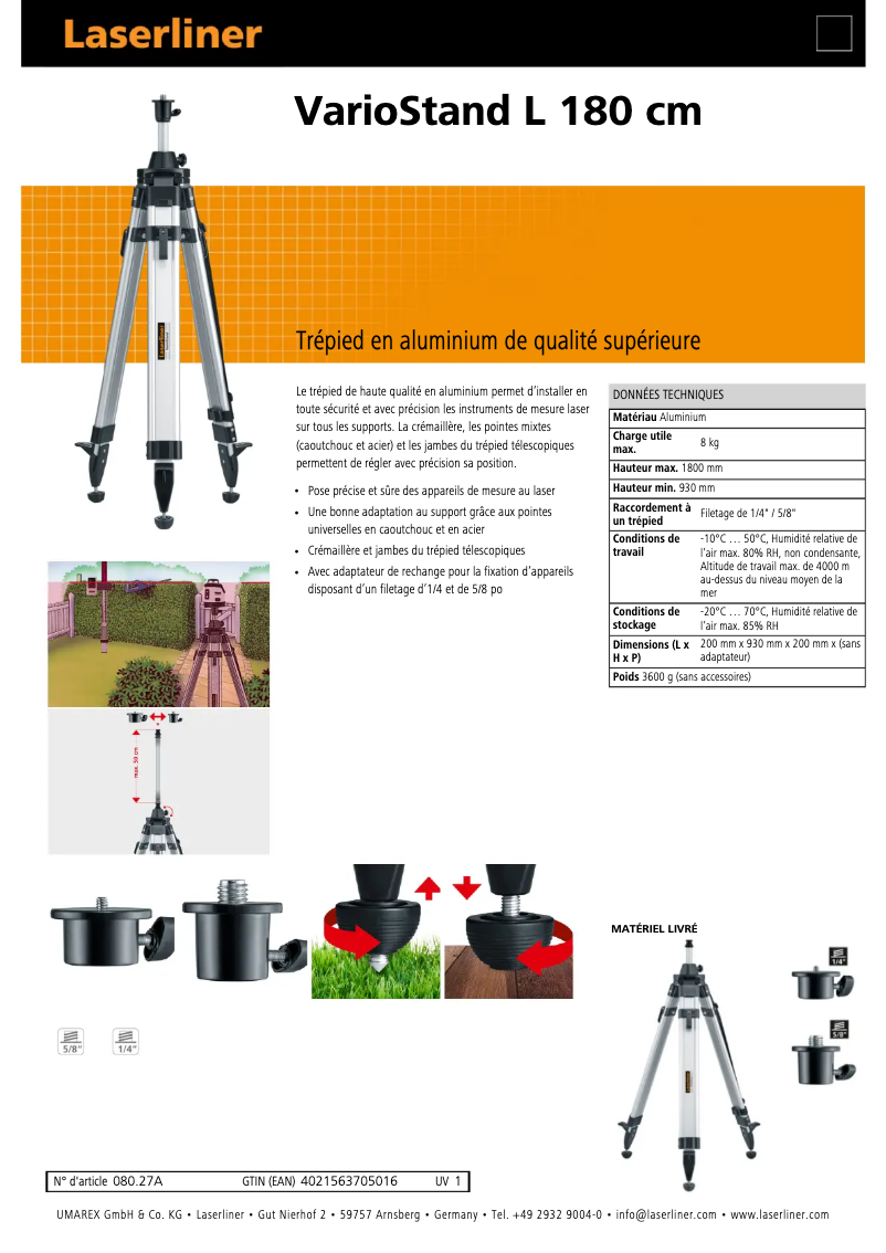 First page image of the manual for VarioStand L