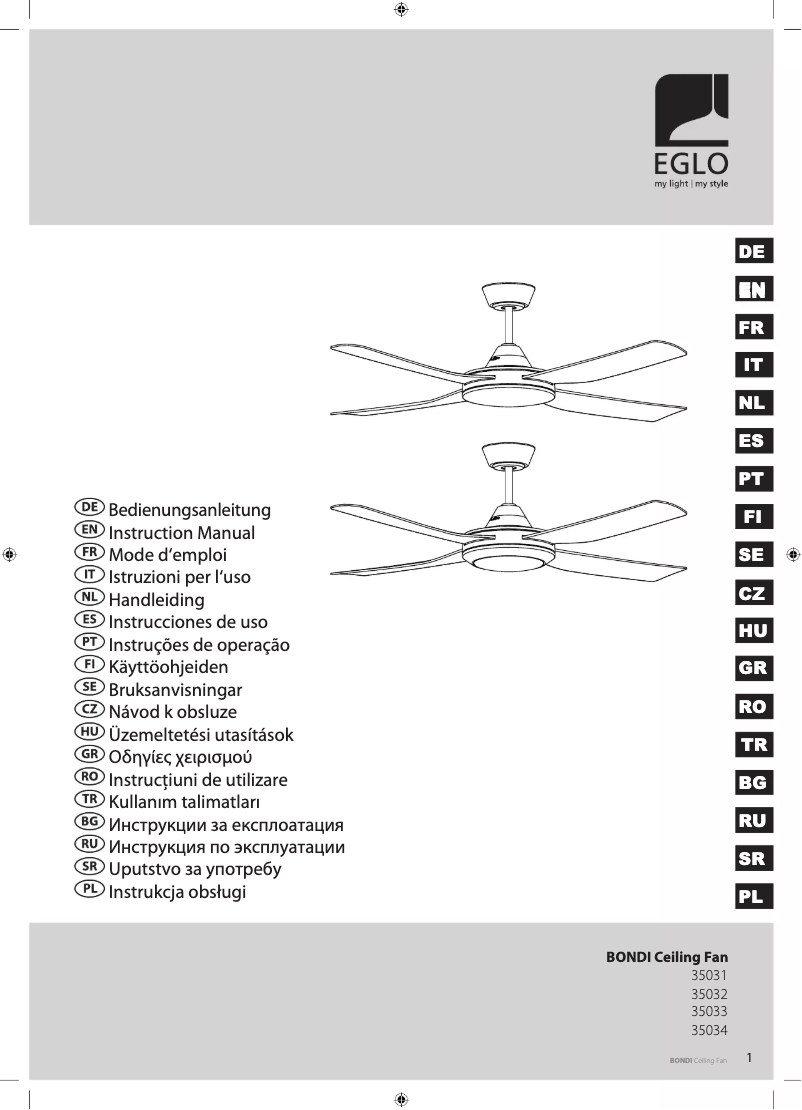 Page 1 of the manual User Manual Eglo Bondi