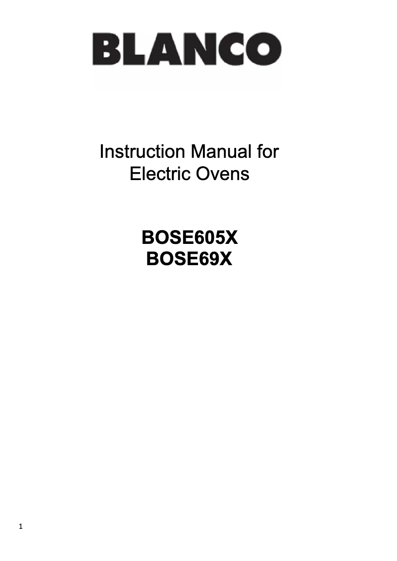 Page 1 of the manual User Manual BLANCO BOSE605X
