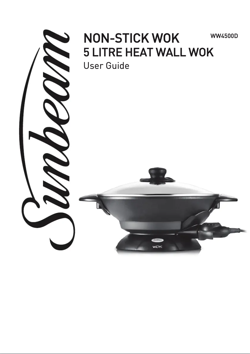 First page image of the manual for Non-Stick Wok WW4500D