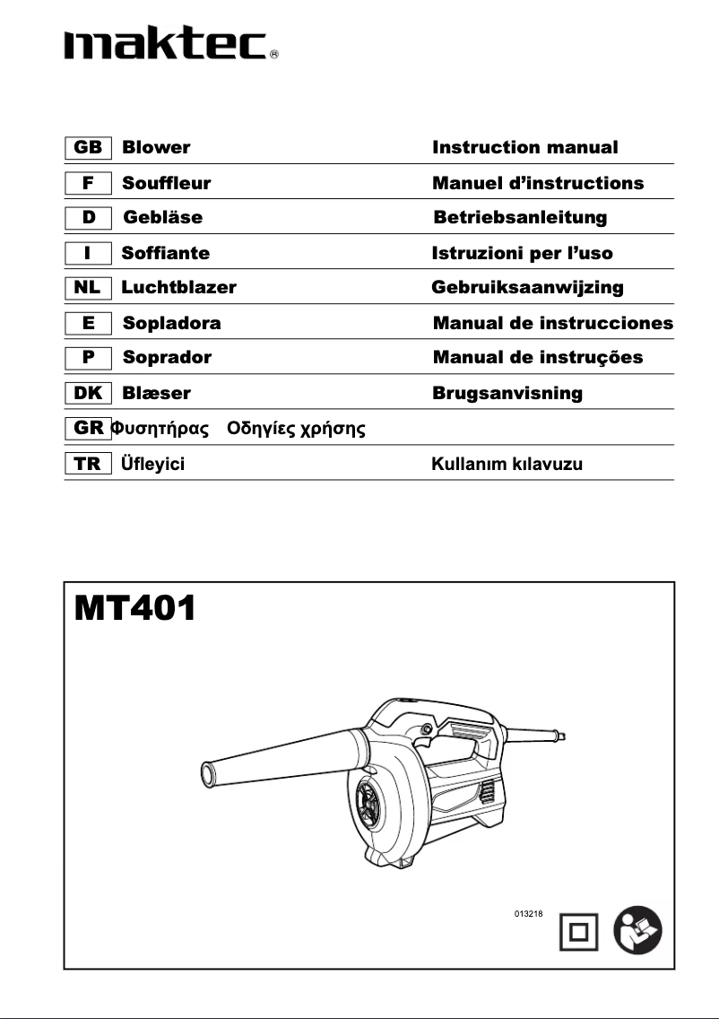 First page image of the manual for MT401