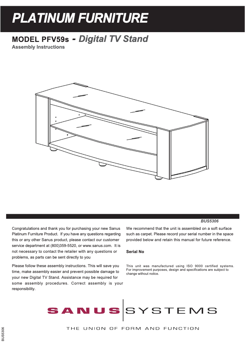 First page image of the manual for PFV59