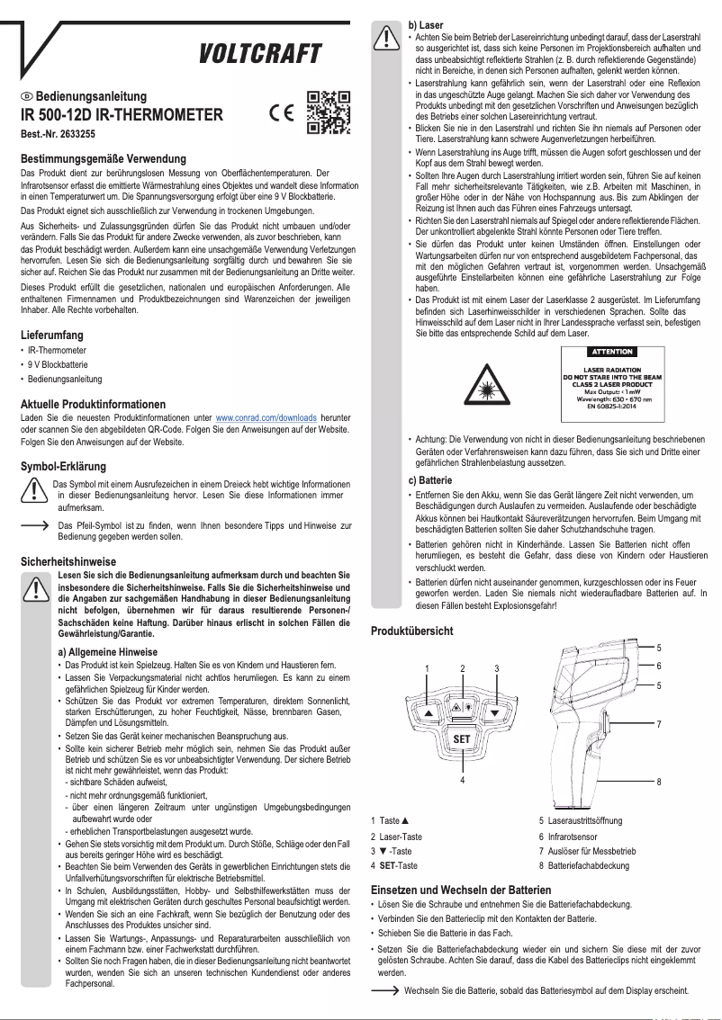 Page 1 of the manual User Manual Voltcraft IR 500-12D