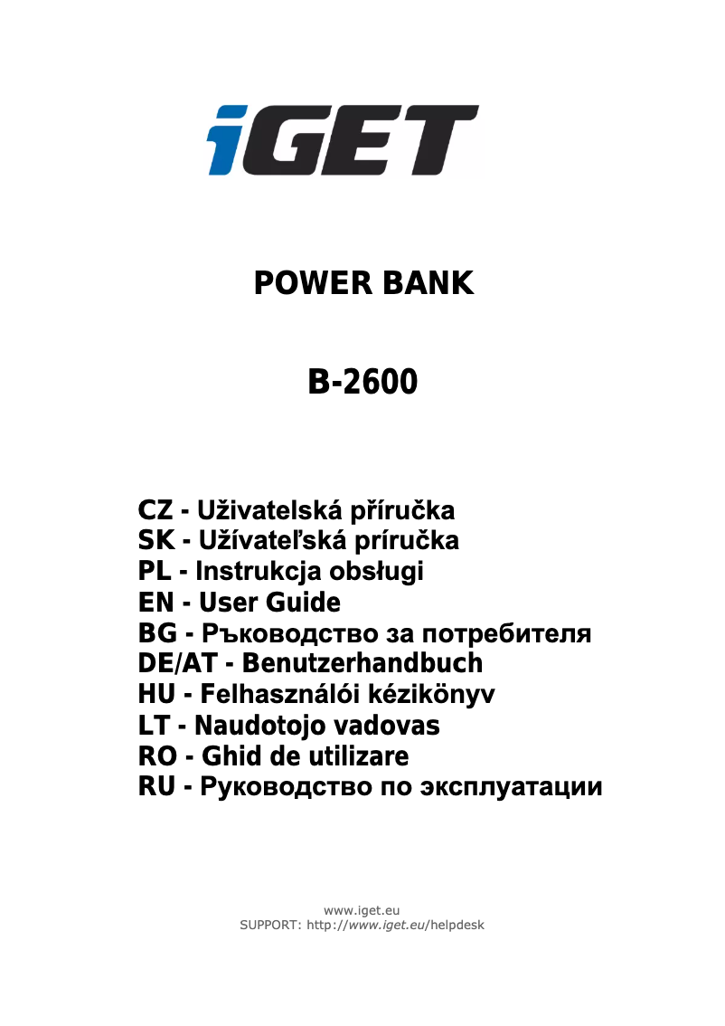 Page 1 of the manual User Manual iGET Li-ion, 2600 mAh