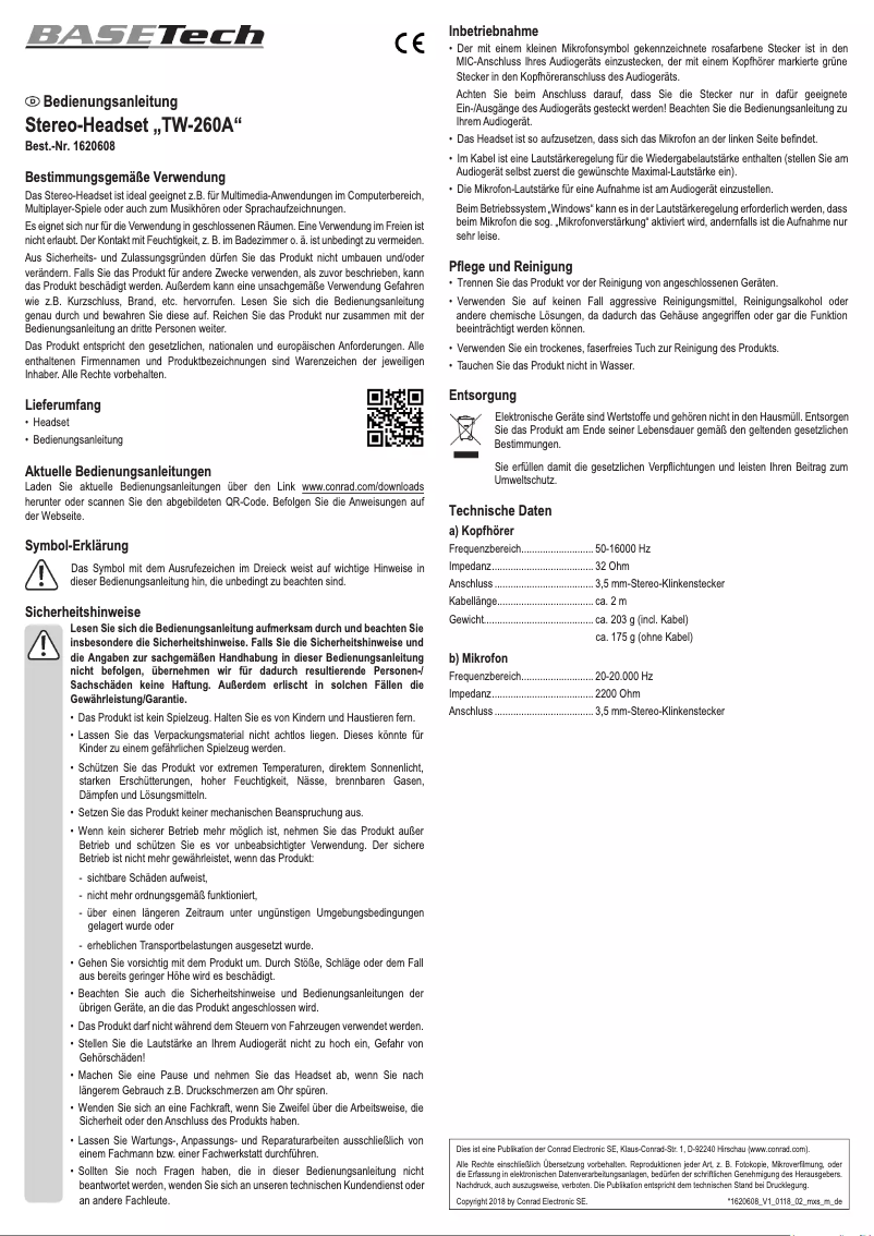 First page image of the manual for TW-260A