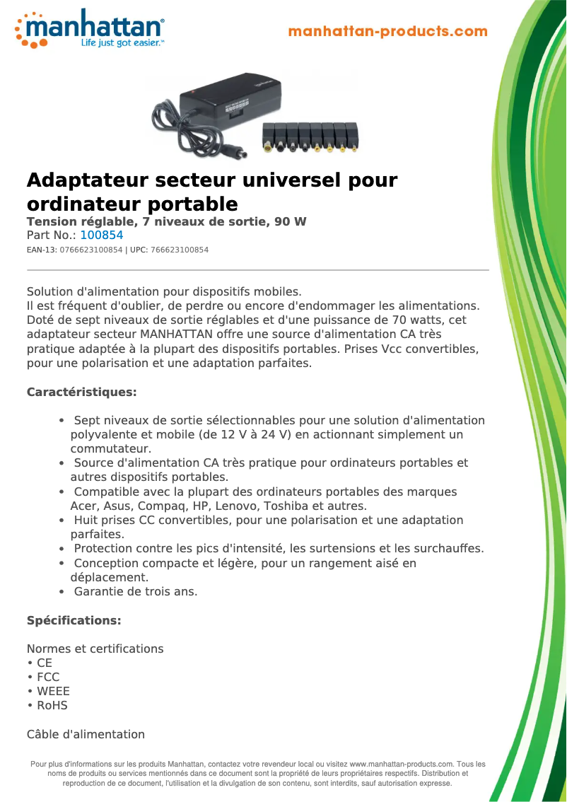 First page image of the manual for 100854