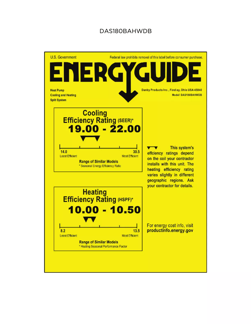 First page image of the manual for DAS180BAHWDB