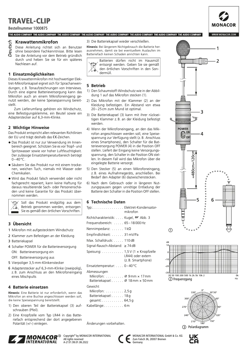 First page image of the manual for TRAVEL-CLIP