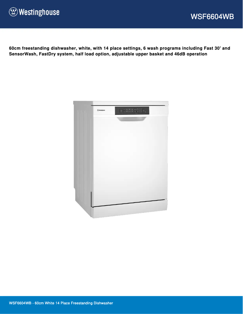 First page image of the manual for WSF6604XB