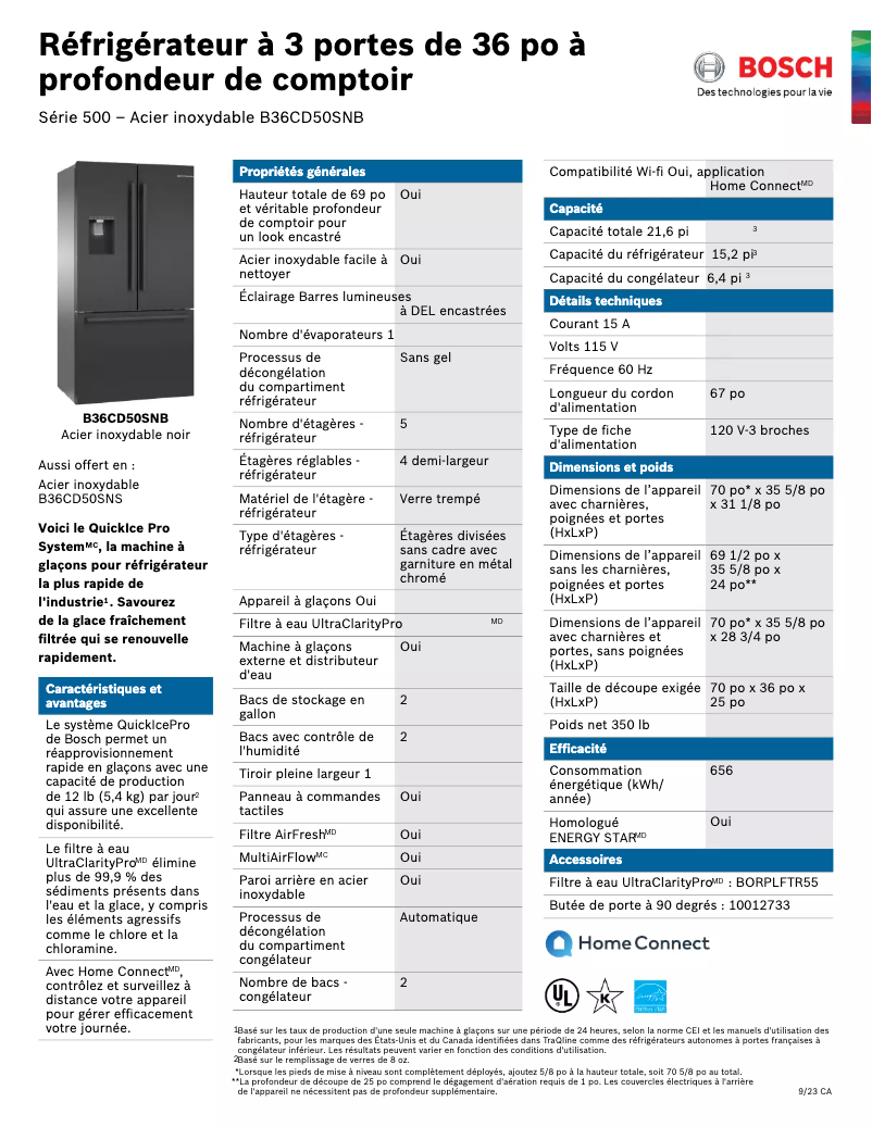 First page image of the manual for B36CD50SNB