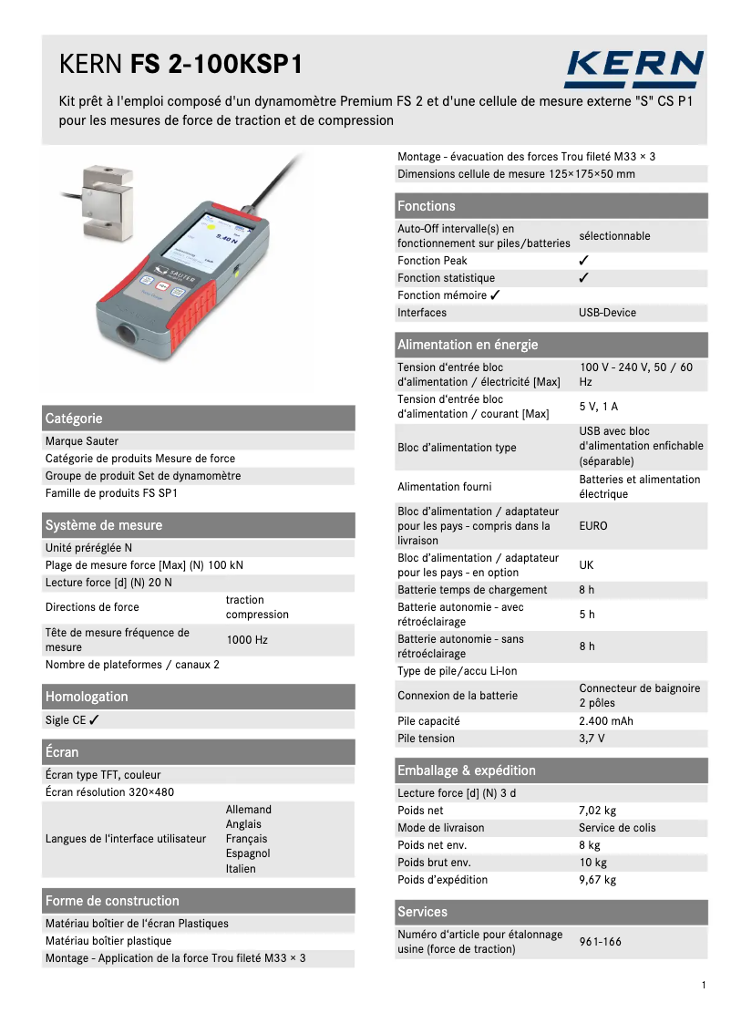 First page image of the manual for FS 2-100KSP1
