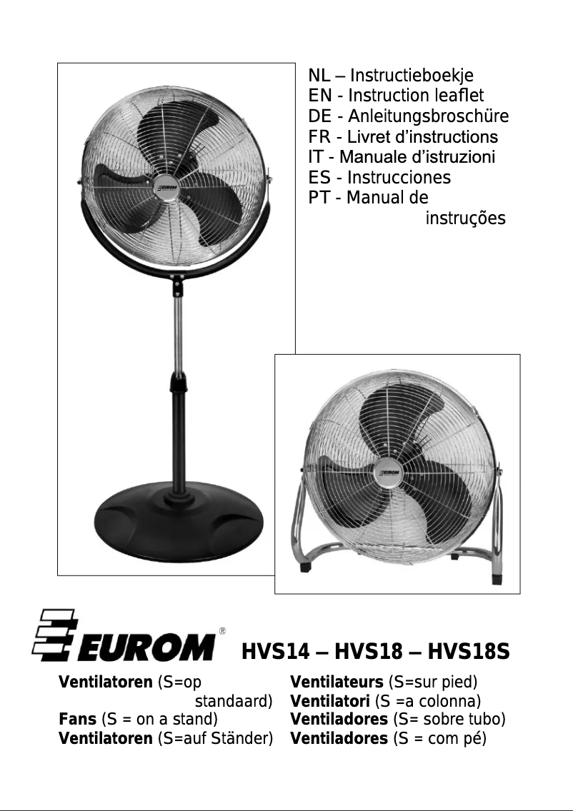 Page 1 de la notice Manuel utilisateur Eurom HVS18S