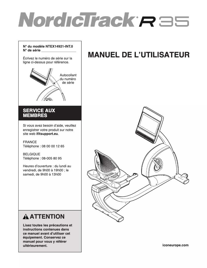 Page 1 of the manual User Manual NordicTrack R35