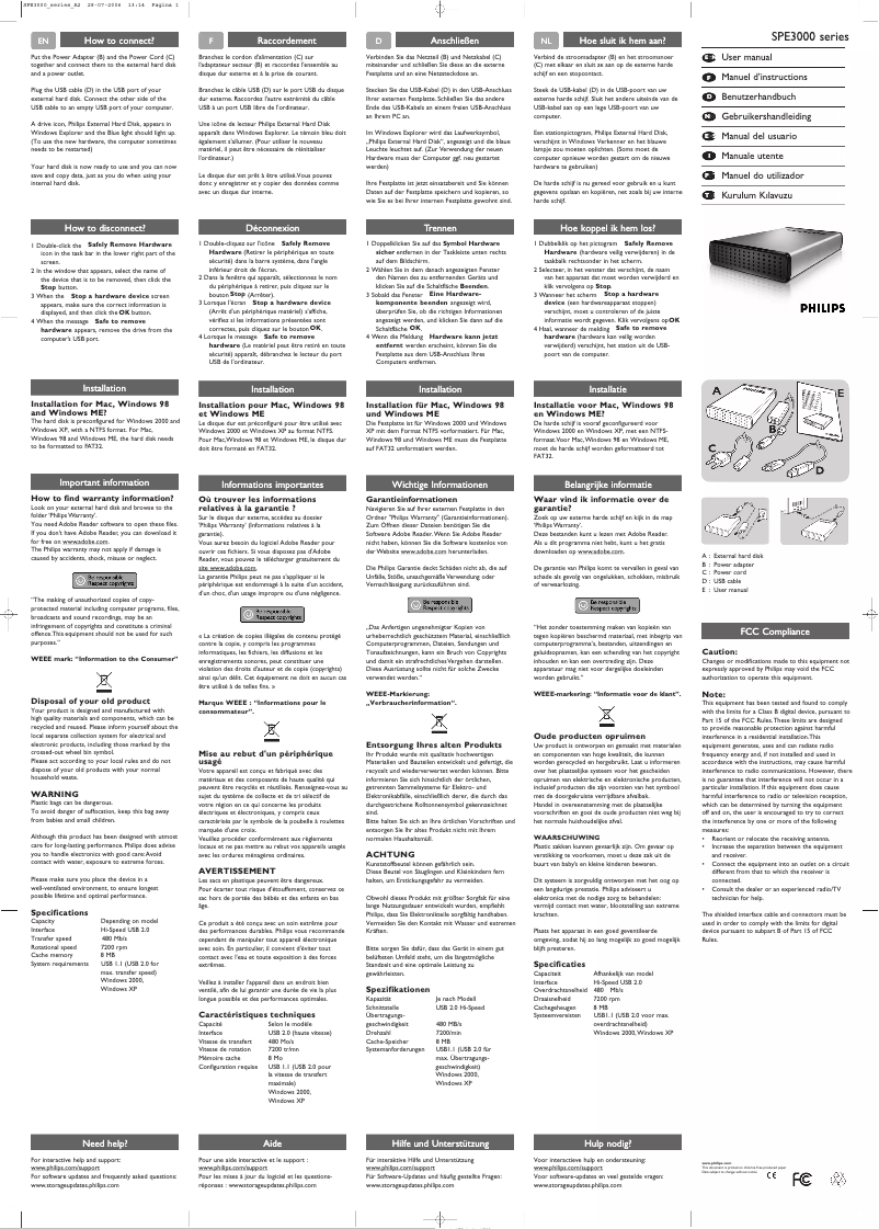 First page image of the manual for SPE3040