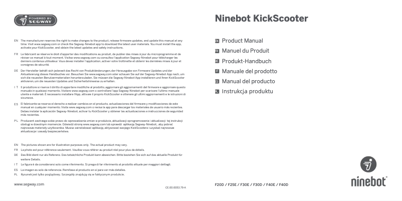 Page 1 of the manual User Manual Segway Ninebot KickScooter F40E
