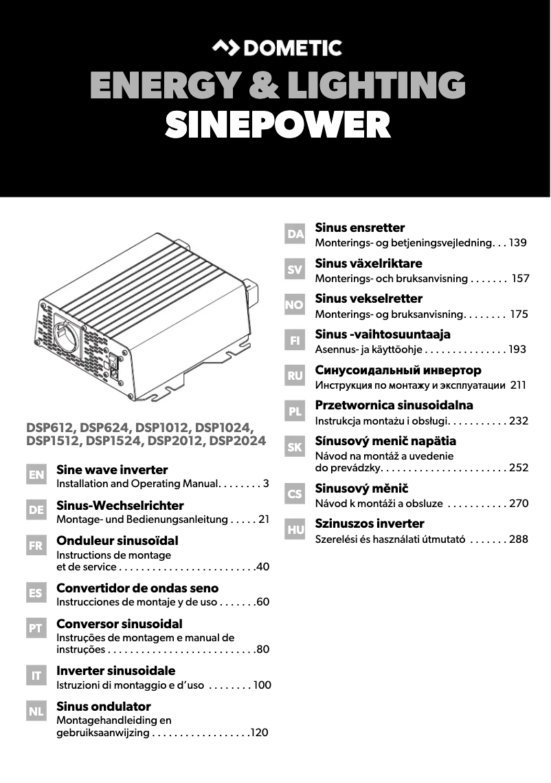 Page 1 de la notice Manuel utilisateur Dometic SinePower DSP 1012