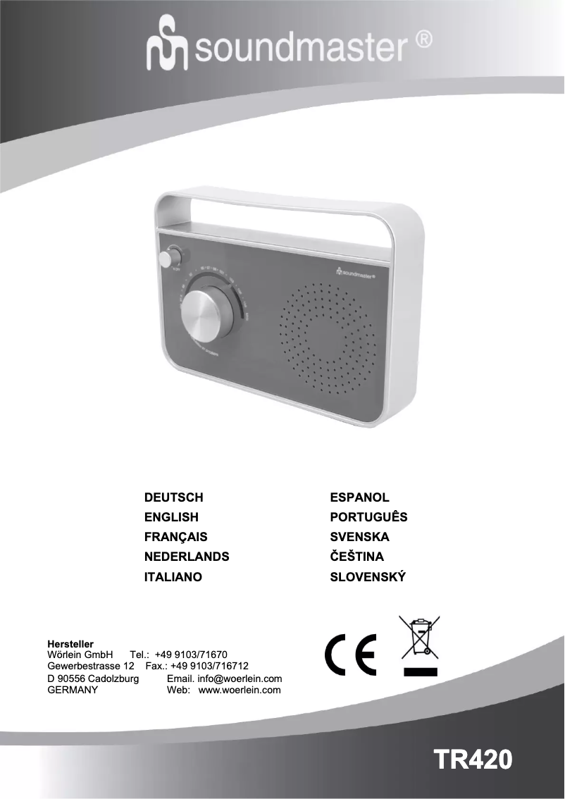 Page 1 of the manual User Manual Soundmaster TR420