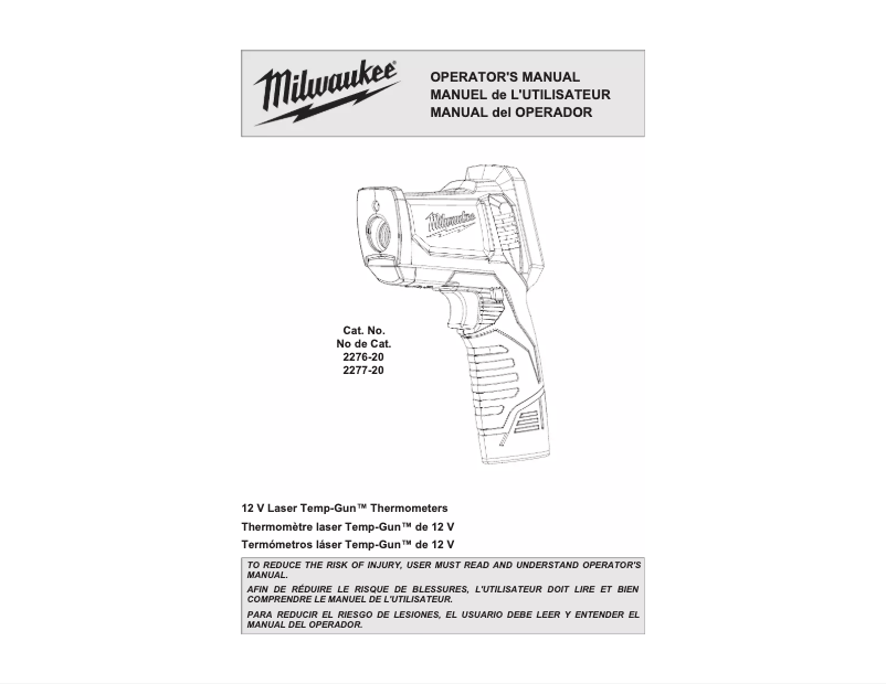 Page 1 of the manual User Manual Milwaukee 2277-20