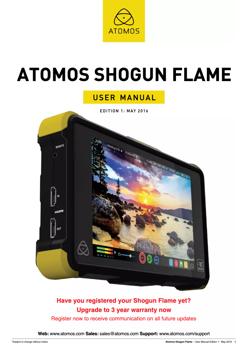 Page 1 of the manual User Manual Atomos SHOGUN FLAME