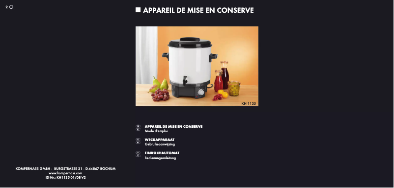 First page image of the manual for KH 1135