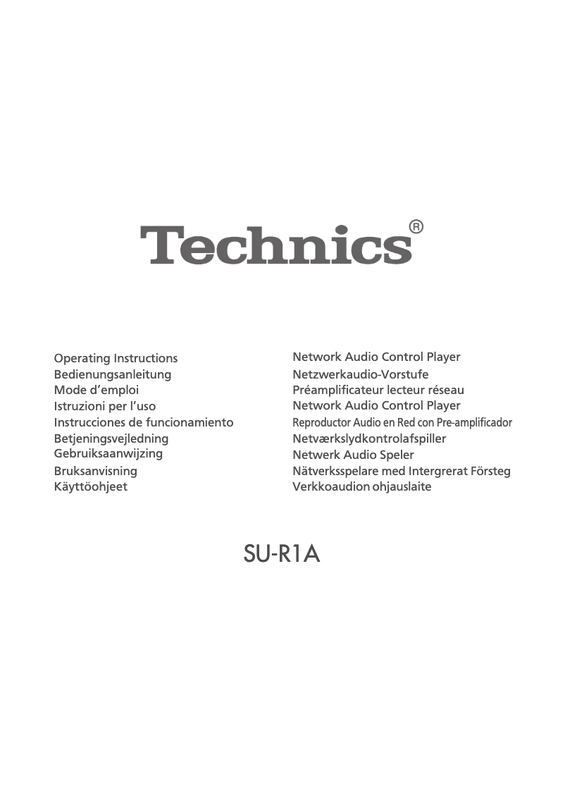 Page 1 of the manual User Manual Technics SU-R1A