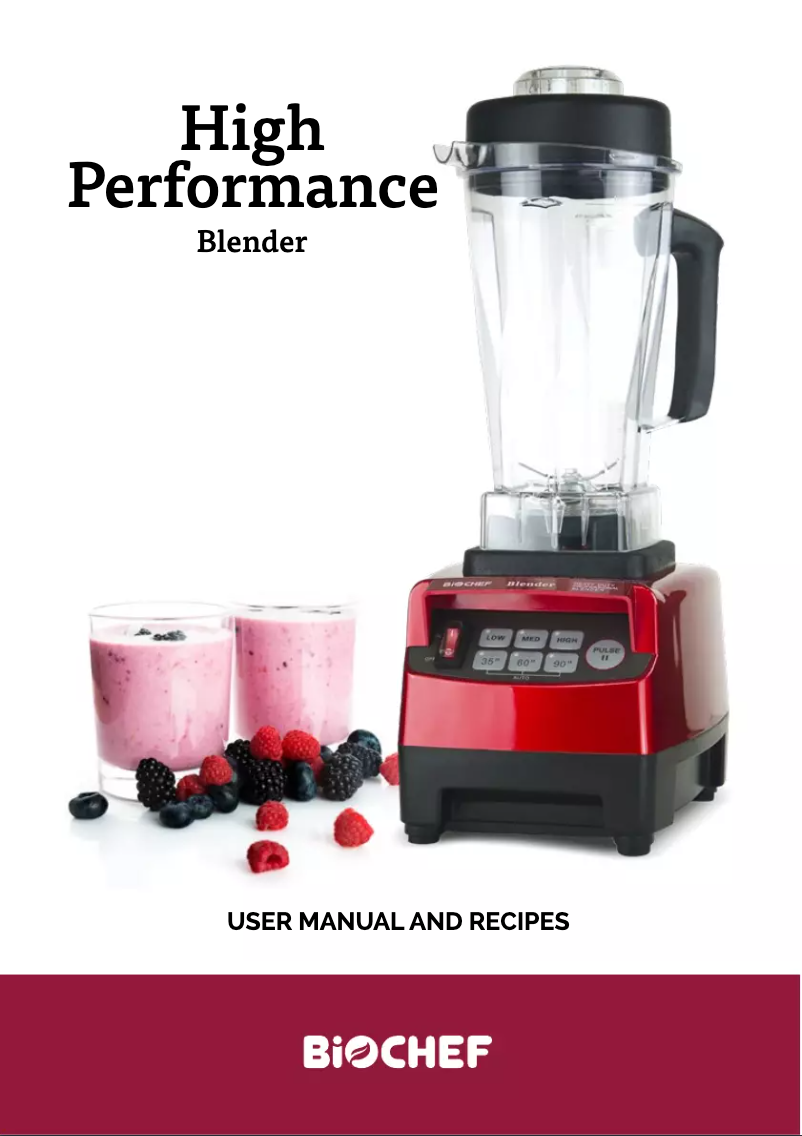 First page image of the manual for High Performance Blender
