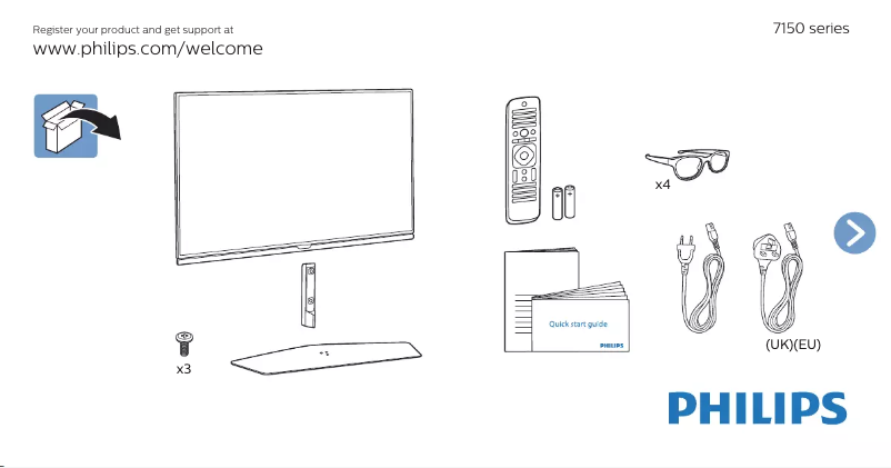 Page 1 of the manual Quick Start Guide Philips 7000 series 43PUS7150