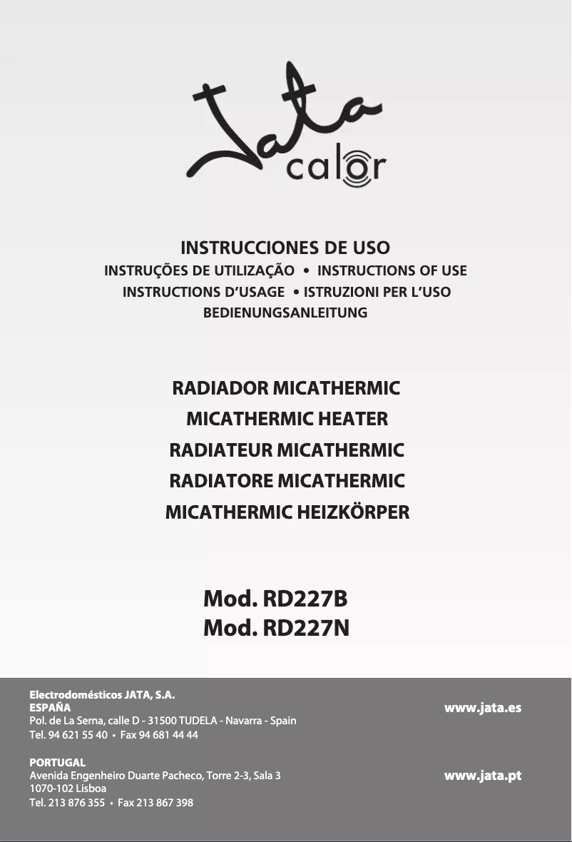Page 1 of the manual User Manual Jata RD227N