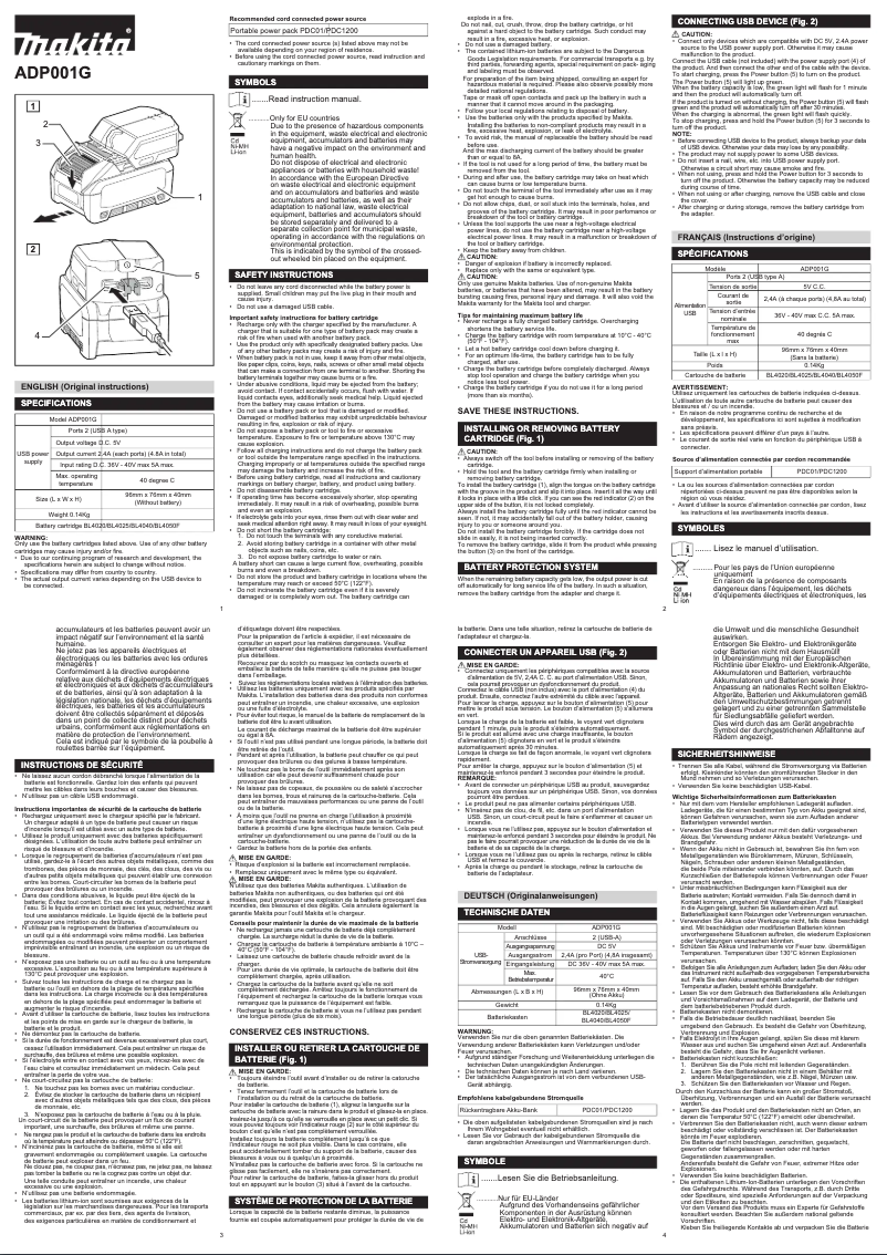 First page image of the manual for ADP001G