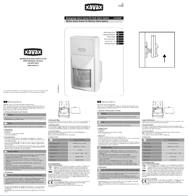 First page image of the manual for 00111980