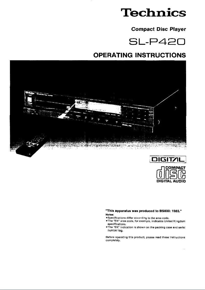 First page image of the manual for SL-P420