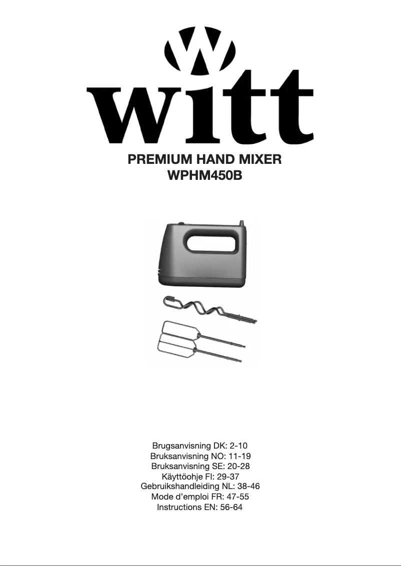 First page image of the manual for WPHM450B