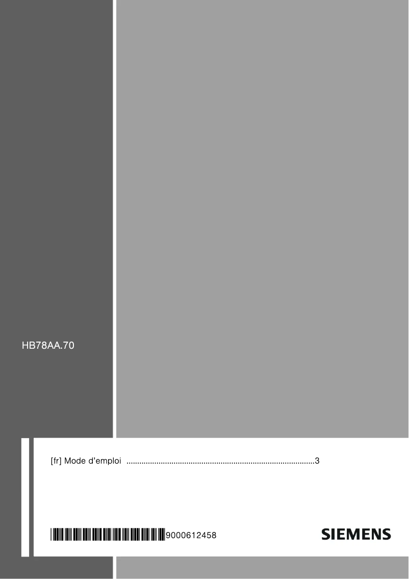 Page 1 of the manual User Manual Siemens HB78AA270