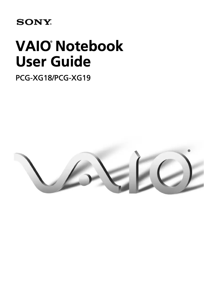 Page 1 of the manual User Manual Sony Vaio PCG-XG19
