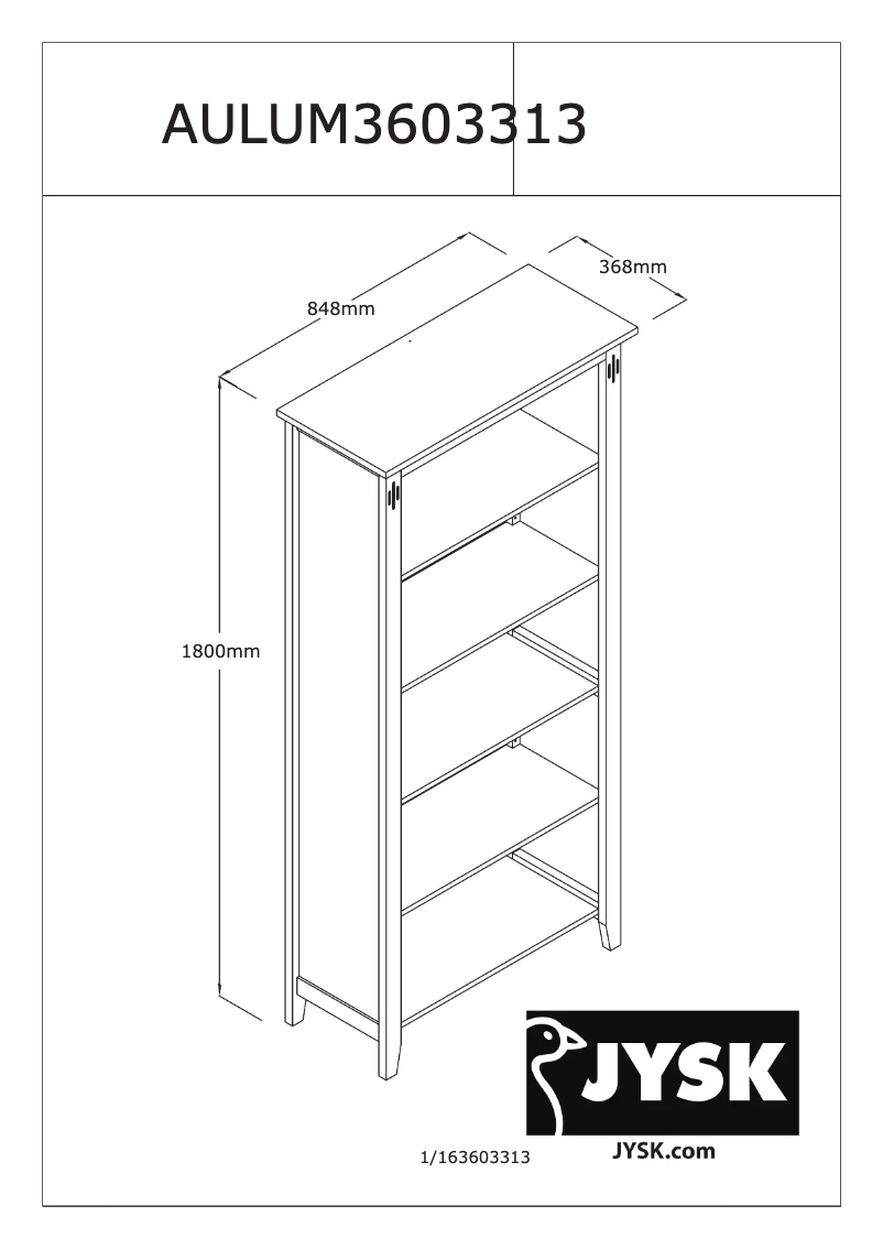 Page 1 of the manual User Manual JYSK Aulum (85x180x37)