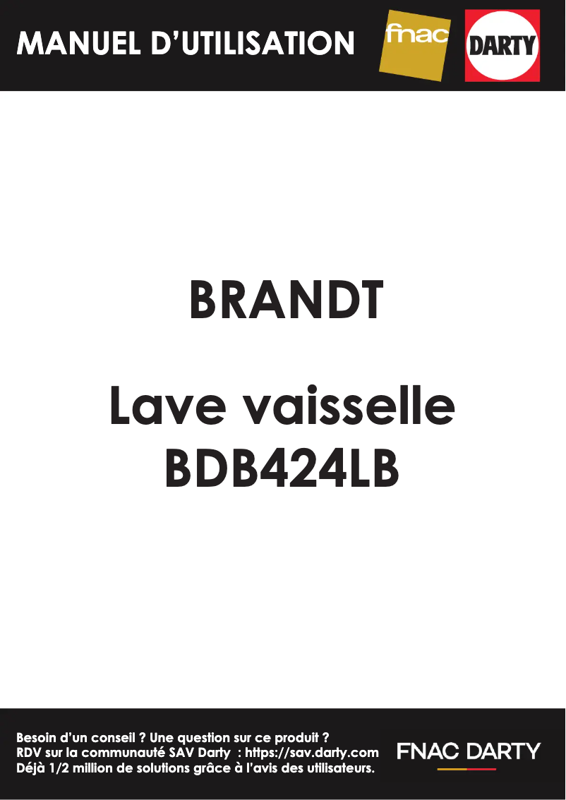 First page image of the manual for BDB424LB