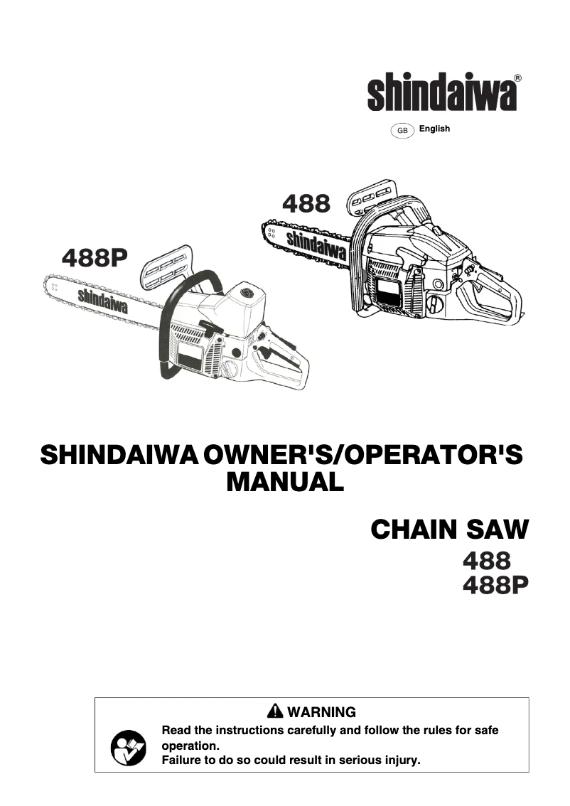 Page 1 of the manual User Manual Shindaiwa 488P