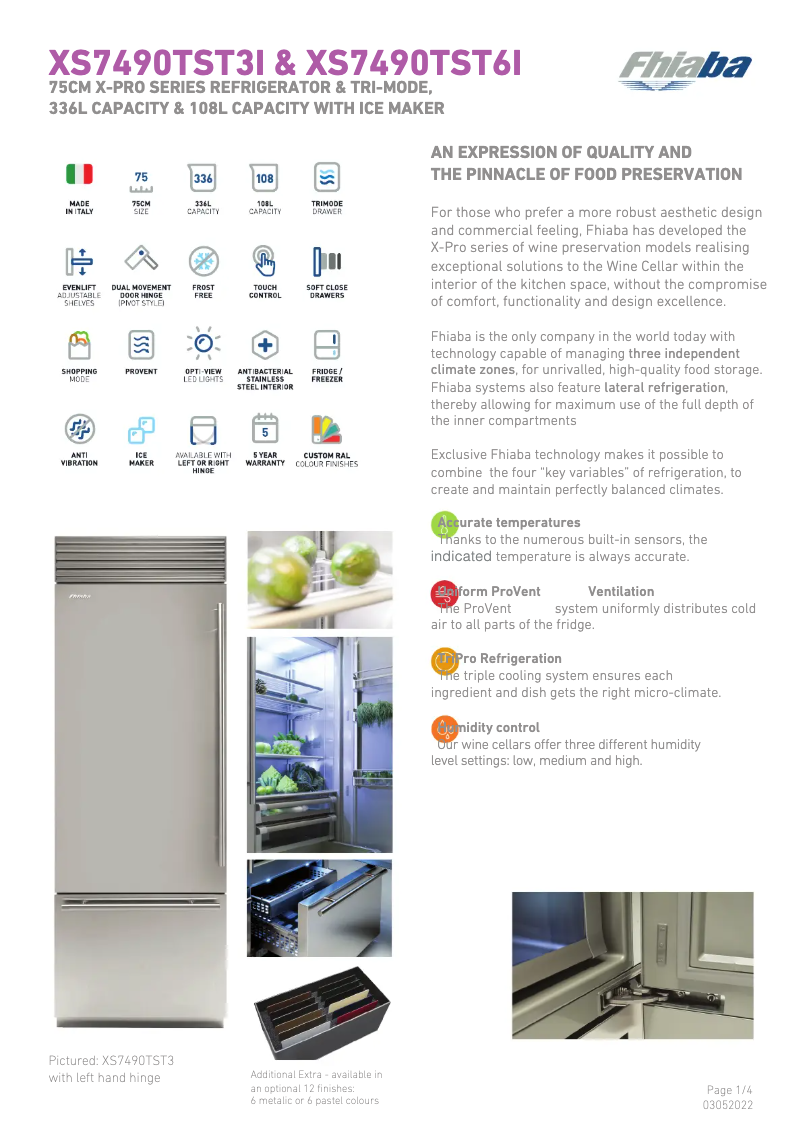 First page image of the manual for XS7490TST3IA