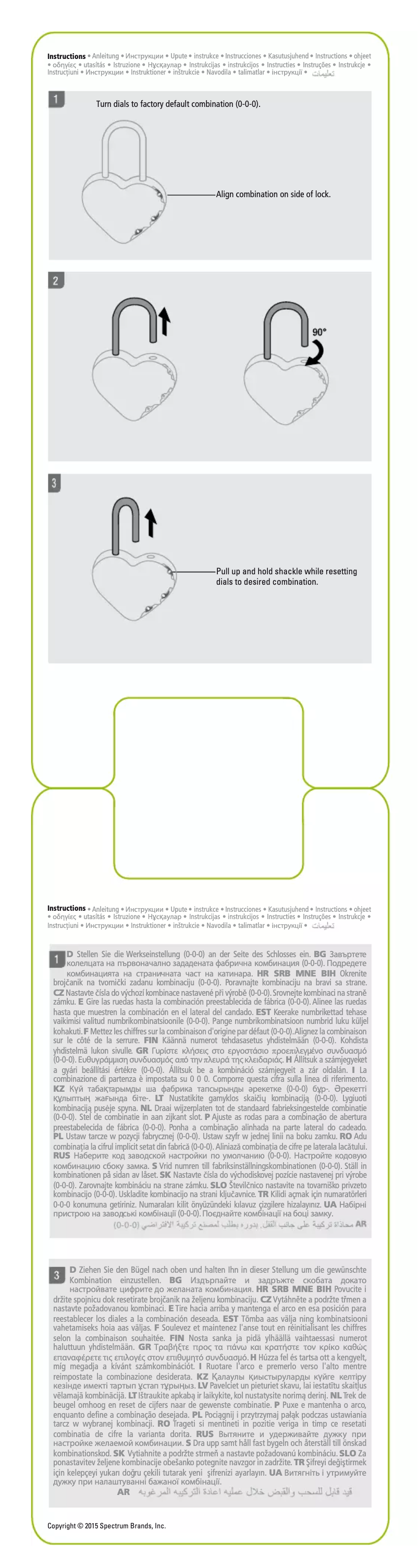 Page 1 of the manual User Manual Stanley Heart Shaped Padlock