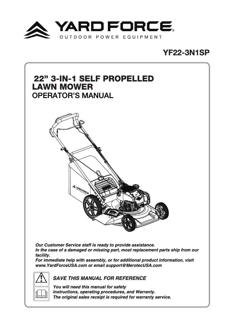 First page image of the manual for YF22-3N1SP