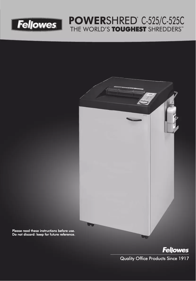 First page image of the manual for Fortishred C-525C