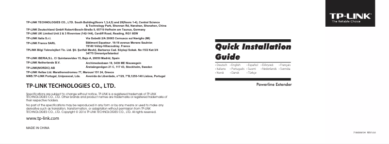 First page image of the manual for TL-WPA4226T KIT