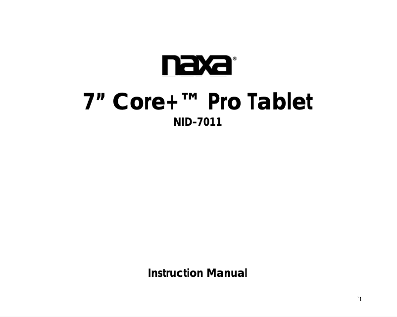 Page 1 of the manual User Manual Naxa NID-7011