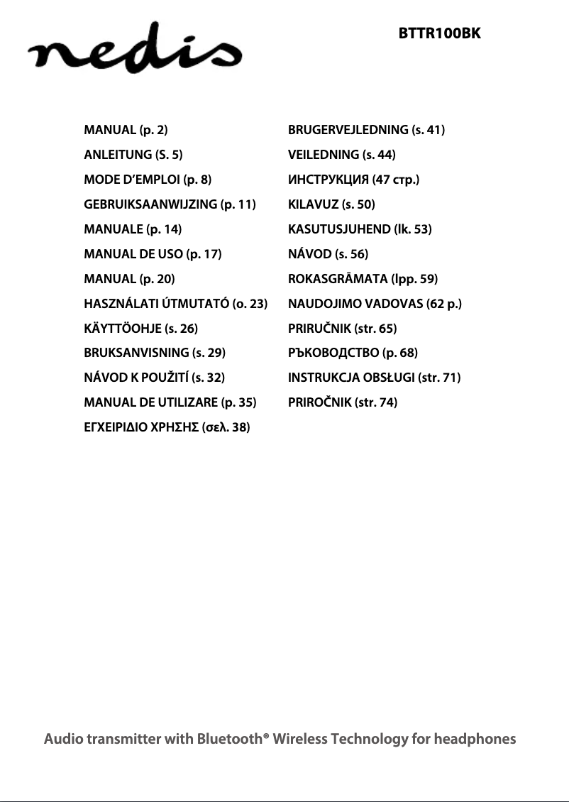 First page image of the manual for BTTR100BK